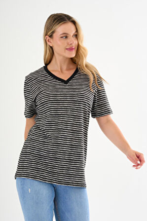 ALEXANDERGARDI V Yaka Çizgili T-shirt