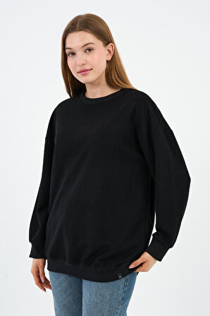 BİSİKLET YAKA UZUN KOLLU UNISEX SWEATSHIRT (UNX-37400)