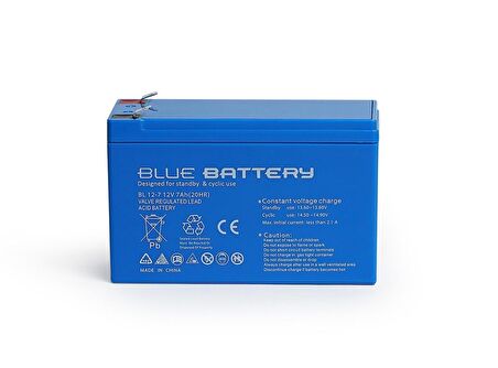 Blue Battery 12 Volt 7 Amper Bakımsız Kuru Akü , Ups Aküsü