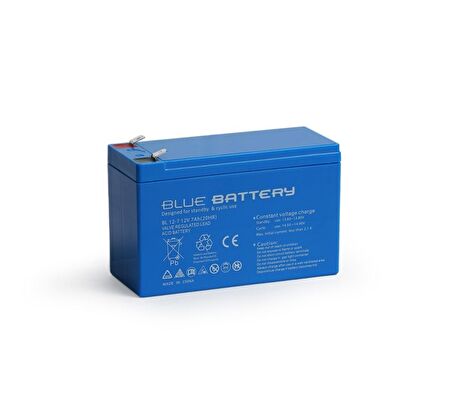 Blue Battery 12 Volt 7 Amper Bakımsız Kuru Akü , Ups Aküsü