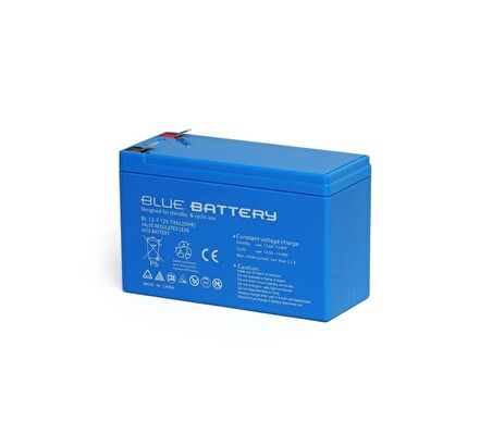 Blue Battery 12 Volt 7 Amper Bakımsız Kuru Akü , Ups Aküsü