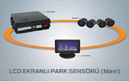 Unique LCD EKRANLI PARK SENSÖR 19MM MAT SİYAH SENSÖR UYUMLU