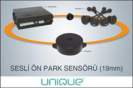 Unıque ® Siyah Gözlü Sesli Ön Park Sensörü