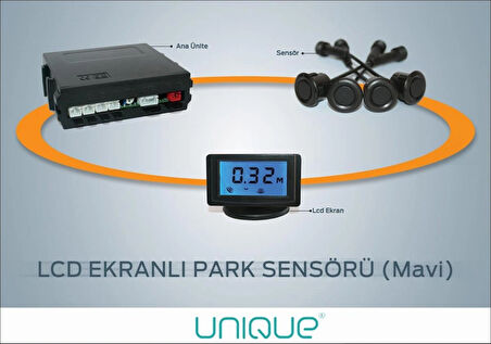 Unıque ® Upc 224 Lcd Mavi Ekranlı Siyah Gözlü Park Sensörü