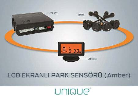 Unıque ® Ekranlı Siyah Gözlü Park Sensörü   ( Turuncu Ekran )