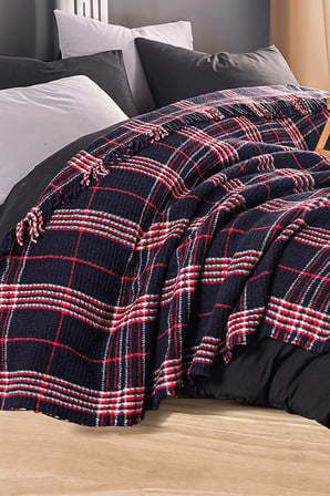 Battaniye Pamuklu Çift Kişilik Warm Soft Lacivert