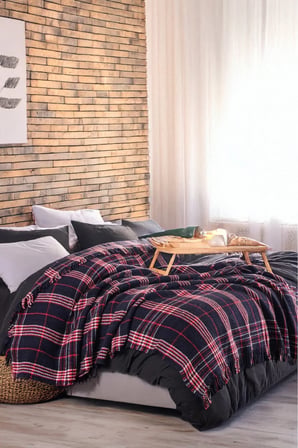Battaniye Pamuklu Çift Kişilik Warm Soft Lacivert