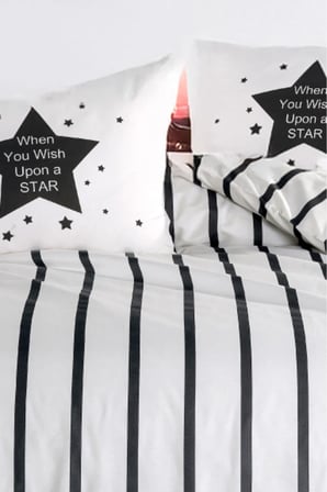 Kolay Ütülenir Nevresim Takımı Çift Kişilik FunnyStar Siyah-Beyaz