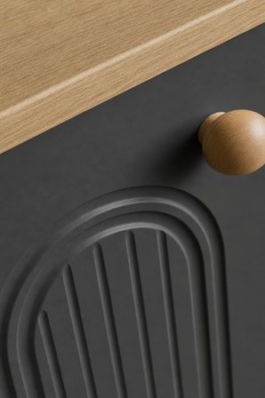 Barista LED Aydınlatmalı Kahve Köşesi Dolabı Retro Büfe 195cm MDF Antrasit