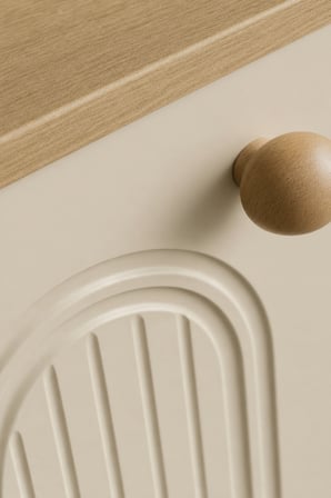 Barista LED Aydınlatmalı Kahve Köşesi Dolabı Retro Büfe 195cm MDF Krem