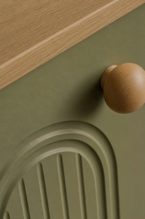 Barista LED Aydınlatmalı Kahve Köşesi Dolabı Retro Büfe 195cm MDF Yeşil
