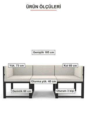 Brio 3'lü Bahçe Balkon Koltuk Takımı | Keten Dokuma, Metal Karkas | Bej