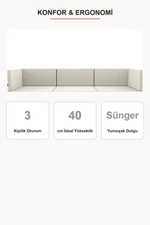 Brio 3'lü Bahçe Balkon Koltuk Takımı | Keten Dokuma, Metal Karkas | Bej