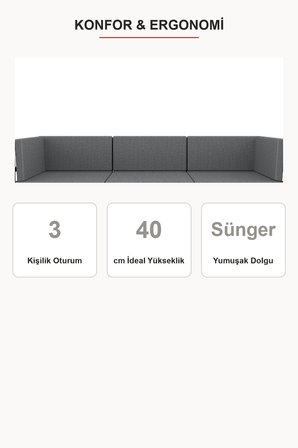 Brio 3'lü Bahçe Balkon Koltuk Takımı | Keten Dokuma, Metal Karkas | Siyah