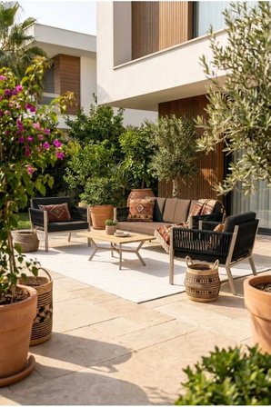 Lido Bahçe & Balkon Oturma Takımı | İp Örgü Metal Karkas, 2+2 Koltuk, Siyah