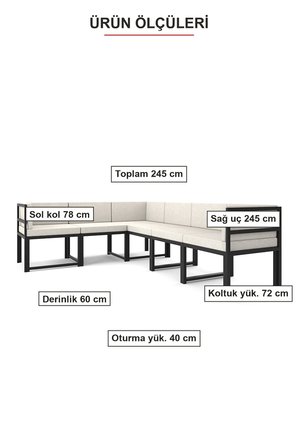 Luno 6'lı L Köşe Koltuk Takımı | Keten, Metal Karkas, Yataklı, Sağ-Sol Modüler | Bej