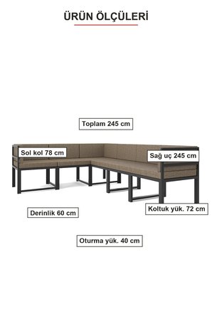 Luno 6'lı L Köşe Koltuk Takımı | Keten, Metal Karkas, Yataklı, Sağ-Sol Modüler | Kahve