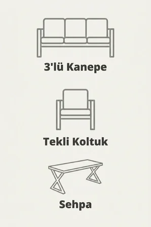 Maris Bahçe Balkon Oturma Takımı | İp Örgü Metal Karkas, 3+1 Koltuk, Cappucino Kahve