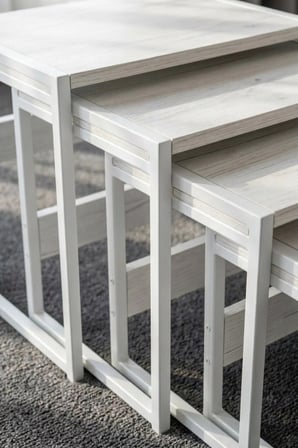 Mira 4'lü Zigon Sehpa | Suntalam, Metal Ayak, İç İçe Geçen Modern Sehpa, Beyaz