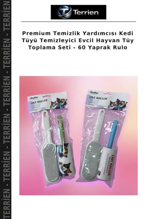 Premium Temizlik Yardımcısı Kedi Tüyü Temizleyici Evcil Hayvan Tüy Toplama Seti - 60 Yaprak Rulo