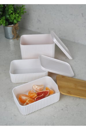3'lü Ahşap Kapaklı Lunch Box 2 Litre Saklama Kabı- Zebra