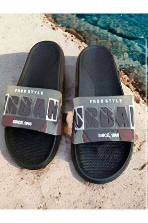 Kamuflaj Urban Desenli Plaj Havuz Bahçe Deniz Günlük Erkek Terlik