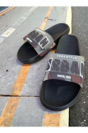 Kamuflaj Urban Desenli Plaj Havuz Bahçe Deniz Günlük Erkek Terlik