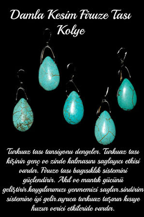 Sertifikalı Damla Kesim Firuze Taşı Kolye (gümüş Aparatlı)