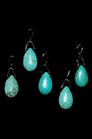 Sertifikalı Damla Kesim Firuze Taşı Kolye (gümüş Aparatlı)