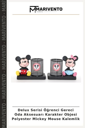 Delux Serisi Öğrenci Gereci Oda Aksesuarı Karakter Objesi Polyester Mickey Mouse Kalemlik