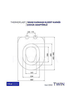 Twin D-form Çift Kullanımlı Klozet Kapağı Küçük&amp;büyük Çocuk Adaptörlü