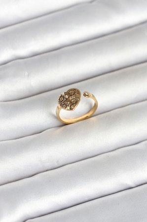 316L Çelik Gold Renk Kalp Model Kadın Yüzük 5886