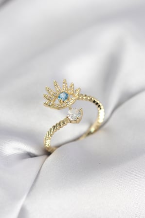 Gold Renk Göz Model Zirkon Taşlı Kadın Yüzük 5886