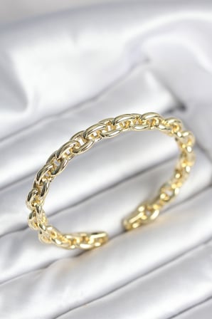 Zincir Model Gold Renk Pirinç Kadın Bileklik 5886