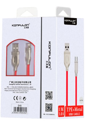 Konfulon S48 Lightning Kablo iphone Uyumlu 1M 3A - Siyah