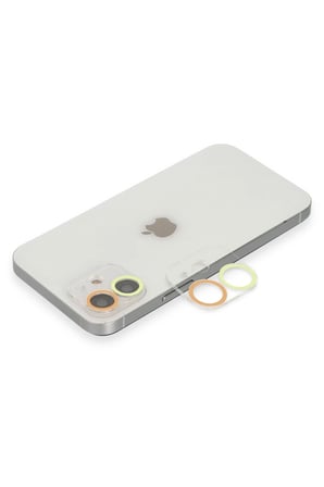 Uray store Apple iPhone 11 Renkli Kamera Lens Koruma Cam - Sarı-Turuncu