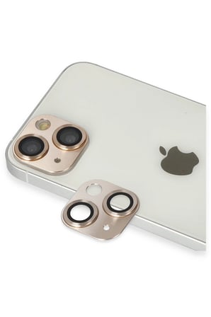 Uray store Apple iPhone 13 Pers Alüminyum Kamera Lens - Gold
