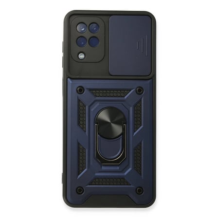 Samsung Galaxy A22 Kılıf Pars Lens Yüzüklü Silikon - Lacivert