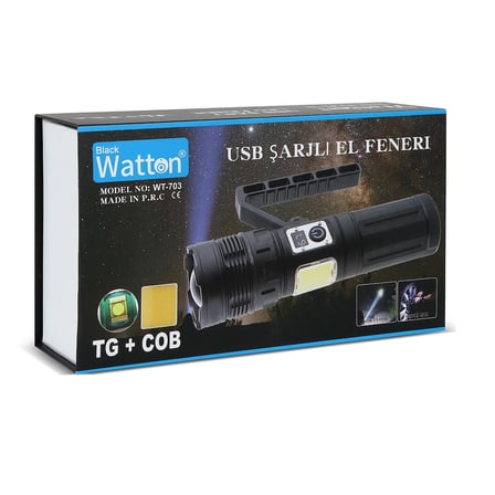 15.000 Lümen Tg+cob Led Şarjlı El Feneri Wt-703