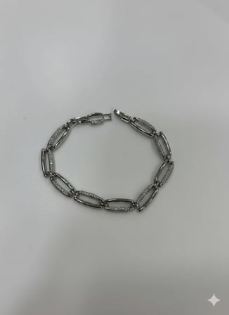 Rodyum Zirkon Taşlı Pirinç Cm Bileklik 17+2 Cm  - Kbl0439