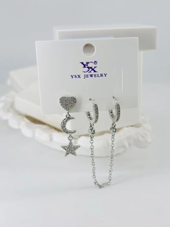 Zirkon Taşlı Üçlü Kombin Küpe - Kp00062