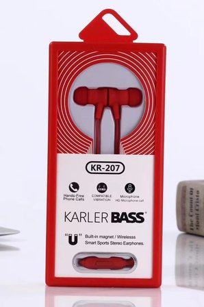 Karler Bass KR-207 Mıknatıslı Kablolu Kulaklık - Kırmızı