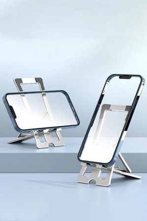 Konfulon CM23 Ayarlanabilir Katlanabilir Masaüstü Telefon Tutucu - Gümüş