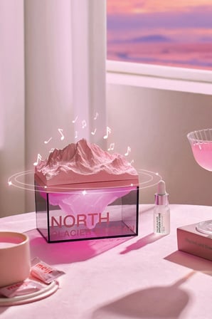 Uray store Z4 Kuzey Okyanus Temalı Gece Lambası Özellikli BT Kablosuz Hoparlör - Pembe