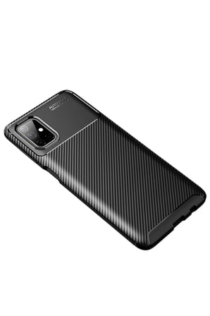 Uray store Samsung Galaxy M51 Kılıf Auto Focus Karbon Kapak - Siyah