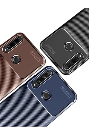 Uray store Huawei Y6P Kılıf Auto Focus Karbon Kapak - Siyah