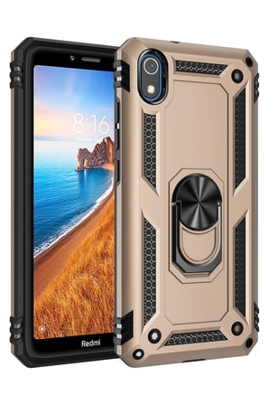 Uray store Xiaomi Redmi 7A Kılıf Sofya Yüzüklü Silikon Kapak - Gold