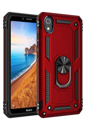 Uray store Xiaomi Redmi 7A Kılıf Sofya Yüzüklü Silikon Kapak - Kırmızı