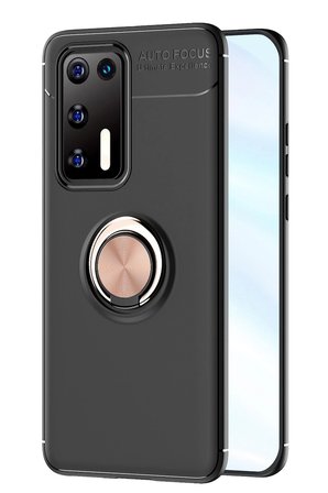 Uray store Huawei P40 Kılıf Range Yüzüklü Silikon - Siyah-Gold