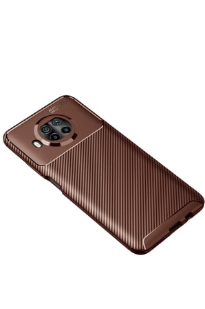 Uray store Xiaomi Mi 10T Lite Kılıf Auto Focus Karbon Kapak - Kahverengi